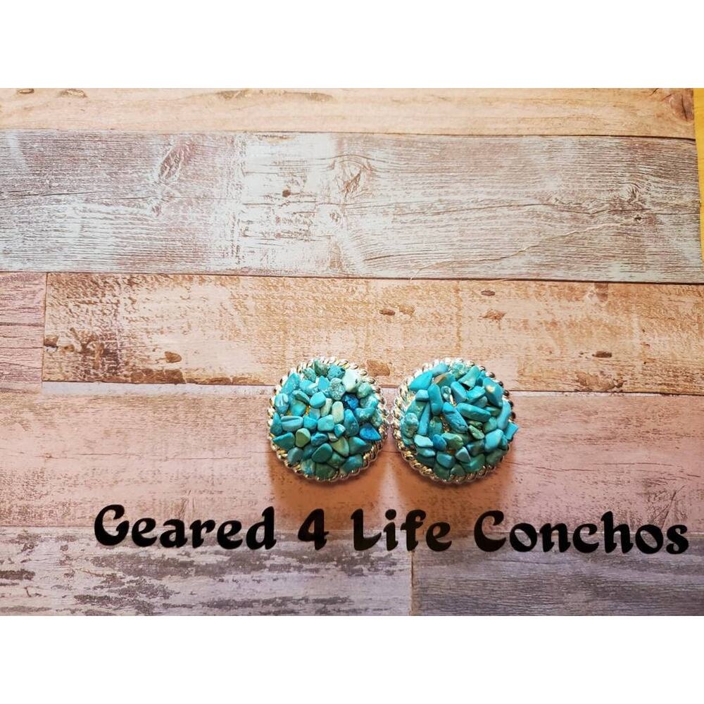 Faux turquoise  conchos, round replacement conchos, saddle conchos, screwback
